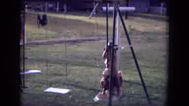 Gila National Forest New Mexico (1973): Little Girl Swinging On A Pony Swings At A