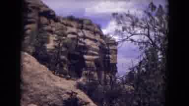 Gila National Forest New Mexico (1973): Rocky Canyon With Pine Trees And Blue Sky