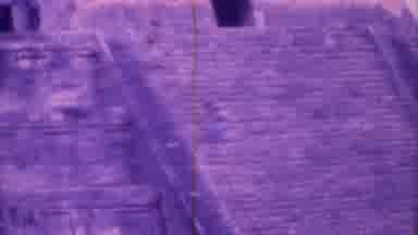 Mexico City (1973): A Person Is Traversing The Many Steps Of A Massive Stone