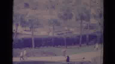 Orlando Florida USA-1974: People Walking Leisurely In A Neighborhood With Many Palm Trees