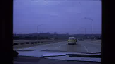 Fort Wayne Indiana (1974): Driving On A Highway Into A City With A Yellow