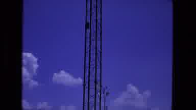 Fort Wayne Indiana (1974): Radio Antenna With Wires And A Clear Blue Sky With