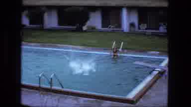 Fort Wayne Indiana (1974): Man Doing Flip Off Of Dive Board From A Private Pool
