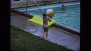 Fort Wayne Indiana (1974): Young Girl Throwing Ball Into Pool That Contained Other