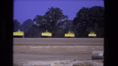 Fort Wayne Indiana-1974: Yellow Bulldozers Aligned On Construction Site