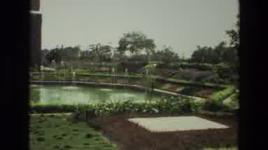 India (1974): Camel Elephant And People Around Lush Manicured Gardens On A Sunny