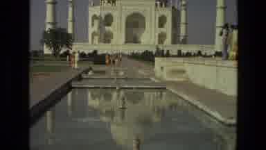 India-1974: Tourists Gather and Walk in the Gardens Outside the Taj Mahal