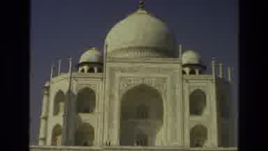 India (1974): People Walking In Front Of The Taj Mahal And Along A Waterfront