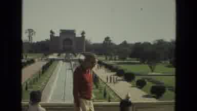 India (1974): Children And An Adult Stand On A Balcony Outside Of A Monument With