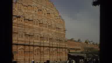 India (1974): Ancient Indian Temple Next To A Busy Street
