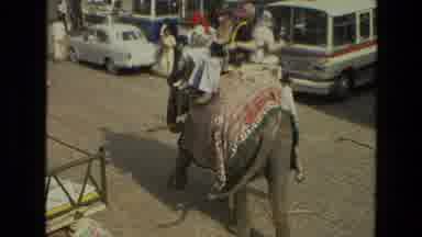 India (1974): Several People Ride Elephant Together In The Middle Of The Ancient