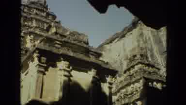 India (1974): Old Landmark Scaffolding Architecture Dirt Pillars Sun Shining Dark