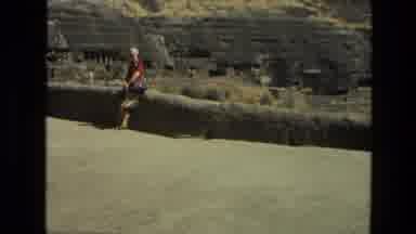 India (1974): Person Leaning Against Stone Wall In Ancient Ruins