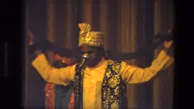 India (1974): Wearing Golden Hat Indian Magic Stage Show With Long Snake