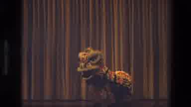 India (1974): Lunar New Year Lion Dances Onstage In Front Of The Curtain