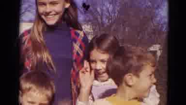 Lincoln Nebraska-1974: Well Dressed Children Outside Smiling And Waving With An
