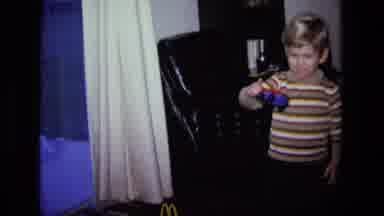 California USA (1975): Towheaded Boy Striped Longsleeve Shirt Mcdonalds With Red