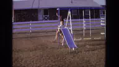 California USA (1975): Father-Like Figure In Shorts Walks Around And Watches Child