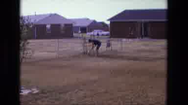 California USA (1975): Father Playing With Child In Backyard And On Slide Kid