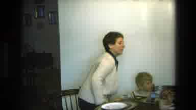 California USA (1975): Lady Sit On The Table To Eat