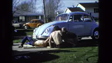 Fort Wayne Indiana (1976): Car Boys Girl Blue Working Laughing Fun Relax Smiling