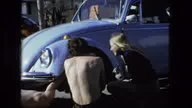Fort Wayne Indiana (1976): A Couple Outside On Wedding Day While Flat Tires Gets