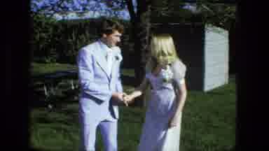 Fort Wayne Indiana (1976): Couple Dressed Up Attending A Dance Or Prom Embracing