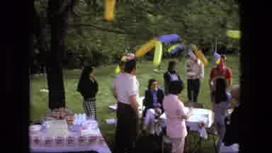 Fort Wayne Indiana (1976): Outdoor Birthday Party With Many People And Balloons On