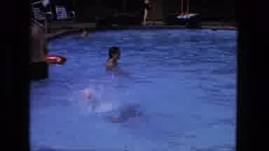 Fort Wayne Indiana (1976): Pool Water Swimming People Taking Turns Diving Jumping