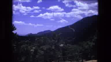 Fort Wayne Indiana (1976): Forest With Tall Pine Trees And Mountains And Girl