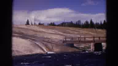 Yellowstone Park Wyoming (1967): Strolling Via Bridge On Windy Weather