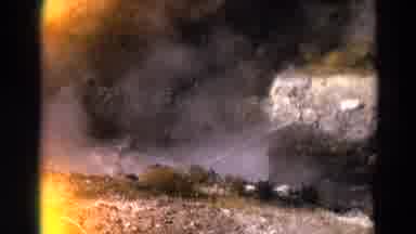 Yellowstone Park Wyoming (1967): A Raging Fire Next To What Looks Like A River