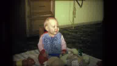 Fort Wayne Indiana (1976): Adorable Happy Baby Sitting On A Blanket On A Floor