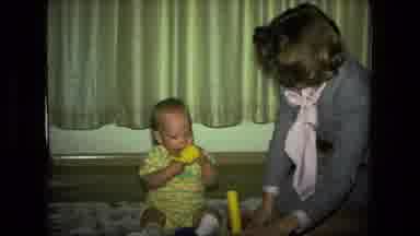 Fort Wayne Indiana (1976): Woman And Baby Playing With Toys Together Her Teaching