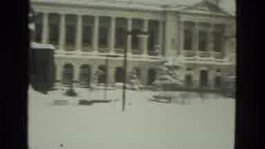 Drexel Hill Pennsylvania (1978): Man With Briefcase Runs Across Road In Snow Laden