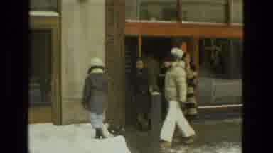 Drexel Hill Pennsylvania (1978): Group Of People Wearing Coats Leaving A