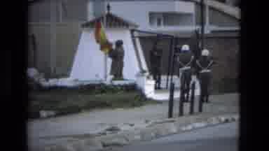 Cordoba Spain (1978): Soldier Storing The Spain Flag With Two Othe Soldier