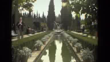 Cordoba Spain (1978): Fountains Surrounded By Greenery And Very Tall Green Trees