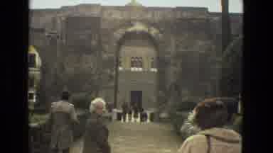 Seville Spain (1978): People Gathering Around Old Building