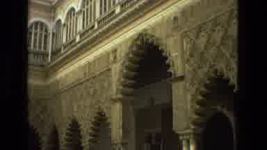 Seville Spain (1978): Looping Rotating Persian-Style Architecture With Tourists At