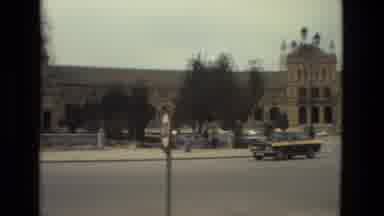 Madrid Spain (1978): Black And Yellow Car Entering A Roundabout In The 80'S