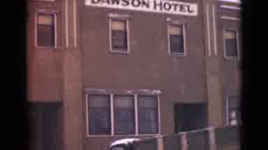 Alaska (1946): Snowing Outside The Dawson Hotel And A Truck Parked Outside After A