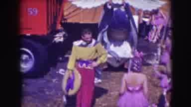 Ringling Brothers Sarasota Florida (1948): People Gather In Costumes At The Local