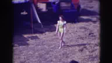 Ringling Brothers Sarasota Florida (1948): Girl Walking In Open Space With No One