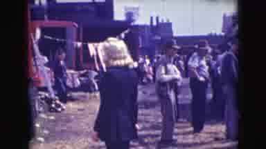 Ringling Brothers Sarasota Florida (1948): Clown Wearing Red Skirt Walks Away From