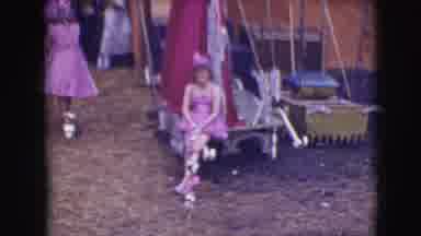 Ringling Brothers Sarasota Florida (1948): Lady In A Purple Dress With Flowers At