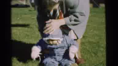 Chatham New Jersey (1951): Cute Pudgy Baby's First Day Outside After Long Cold