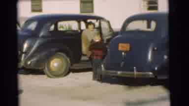 Chatham New Jersey (1951): A Little Boy Talking To Someone As They Exit The Car On