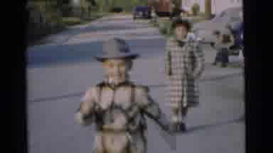 Chatham New Jersey (1951): Young Boy In 1960'S Cowboy Hat And Older Girl Running