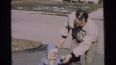Chatham New Jersey (1951): The Father Is Taking His Little Child Out For A Walk